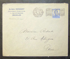 Belgium - Advertising Cover To France 1913 King 25c Solo Gand Expo Scientific Instruments - 1912 Pellens