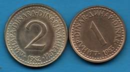 YUGOSLAVIA 1 + 2 DINARS 1982 - 1983 KM# 86 + 87 SFR JUGOSLAVIJA - Jugoslawien