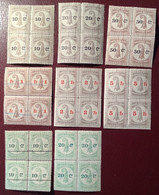 Schweiz Fiskalmarken: BASEL STADT 1899 Stempelmarken Viererblock 36 Stück (Fiskalmarke Switzerland Revenue Stamps - Fiscali