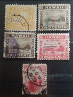 HAWAII HAWAÏ  , 1894 - 1895, 5 Timbres Yvert No 63, 64x2, 65, 70, Obl TB - Hawaii