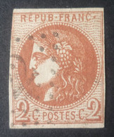 BORDEAUX N°40 B 2c Rouge-Brun Oblitéré Losange GC - 1870 Emissione Di Bordeaux