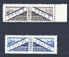 1928 San Marino Pacchi Postali Cent. 5 E 10 - Sassone Nr. 1/2 MNH** - Spoorwegzegels