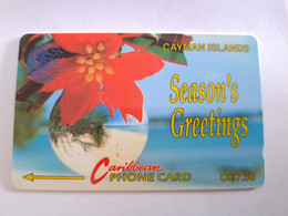 CAYMAN ISLANDS  CI $ 7,50  CAY-4A  CONTROL NR 4CCIA  SEASONS GREETINGS 1993  NEW  LOGO     Fine Used Card  ** 10630** - Iles Cayman