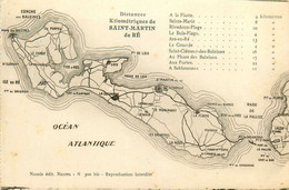 St Martin De Ré * Carte De L'ile Et Les Distances Kilométriques - Saint-Martin-de-Ré