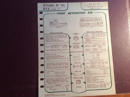 Fiche Descriptive RTA Berliet Camions Glc6 / Cars Autobus Plb6 . 1957 - Camion