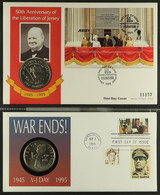 COIN COVER COLLECTION - WAR RELATED In 7 Albums Which Feature  D-day Landings, Churchill, End Of The War And Britain At  - Autres & Non Classés