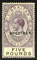 1925 £5 Violet And Black, Overprinted "SPECIMEN", SG 108s, Fine Mint. Cat. £800. For More Images, Please Visit Http://ww - Gibraltar