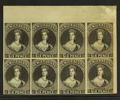 1857 CHALON 6d Imperforate Plate Proof In Black On Medium Thick Unwatermarked Paper, An Upper Marginal Block Of Eight, M - Autres & Non Classés