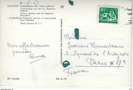 HONGRIE Vers FRANCE - Timbre Simontornya 40 F Chateaux Non Oblitere Sur CP BUDAPEST - Fischerbastei Mit Dem St Stephans - Covers & Documents