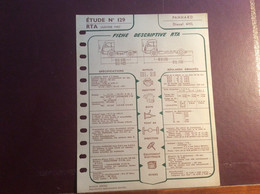 Fiche Descriptive RTA Panhard Diesel 4 HL . 1957 - Camiones