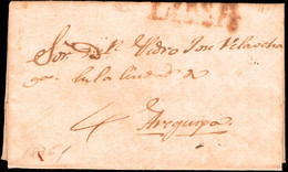 Ultramar - Perú - Prefilatelia - Lima PE 9 - Carta Fechada En Cuzco 8/4/1836 A Arequipa + Porteo "4" - ...-1850 Prefilatelia