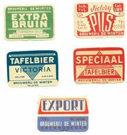 5 Oude Etiketten /  5 Anciennes étiquettes Bier Bièrre : Brouwerij - Brasserie De Winter Te Erembodegem Aalst - Beer