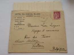 Lettre,  Hôtel Du Cheval Blanc,  Langres 1938 Envoyé à Virton - Storia Postale