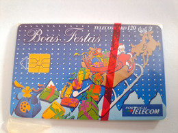 PORTUGAL   CHIPCARD 120 UNITS / SANTA CLAUS /RENDEERS BOAS FESTAS       MINT IN WRAPPER      **10692** - Portugal