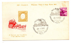 28-11-1962 Centenario Poste Italiane. Diligenza Ponte San Luigi-Roma - 1961-70: Marcophilia