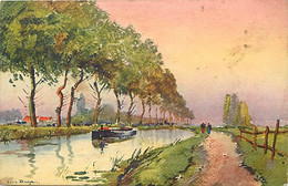 Themes Div-ref LL488- Illustrateur Louis Dauphin - Paysage - Canal Et Peniche - - Houseboats