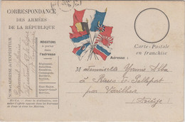 France CPFM Avec Faisceau De 7 Drapeaux Alliés, écrite Le 3.11.14, Petit Cachet T Et P - Guerra De 1914-18