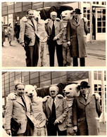 2 Cartes Photos Originales Déguisement D'Ours Blanc Polaire & 2 Eisbär " Deutsche Industrie Messe 1950 " Hannover. - Persone Anonimi