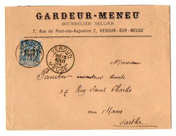 TB 3575 - 1894 - LSC - Lettre De Mrs GARDEUR - MENEU Bourrelier Sellier à VERDUN SUR MEUSE Pour Mr PANCHER Au MANS - 1877-1920: Période Semi Moderne