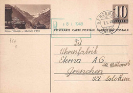 PK 163  "Zinal (Valais) - Séjour D'été"  Gerzensee           1948 - Postwaardestukken