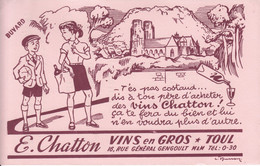 BUVARD  - Blotter -  Vin En Gros  - TOUL (54) - E. CHATTON - Illustration Husson - Unclassified