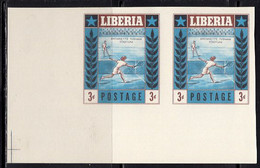 LIBERIA(1955) Tennis Players. Antoinette Tubman Stadium. Trial Color Proof Pair. Scott No 347, Yvert No 325. - Liberia