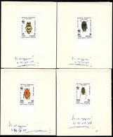 MADAGASCAR(1988) Endangered Insects. Set Of 4 Specially Perforated Proofs Mounted On Card. Scott 88407. WWF - Madagascar (1960-...)