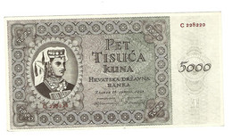 *croatia   5000 Kuna 1943  14 !!!   Unc - Kroatië