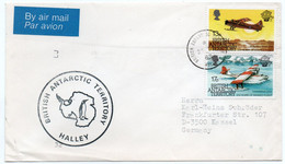 BRITISH ANTARCTIC TERRITORY - AIR MAIL COVER TO GERMANY 1985 / HALLEY CANCEL / THEMATIC STAMPS-AVIATION - Storia Postale