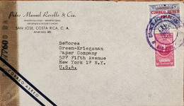 J) 1946 COSTA RICA, JUAN MORA FERNANDEZ, MULTIPLE STAMPS, OPEN BY EXAMINER, AIRMAIL, CIRCULATED COVER, FROM COSTA RICA T - Costa Rica