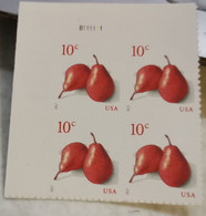 USA PEARS FRUIT BLOCK OF FOUR STAMPS MNH - Unused Stamps