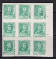 1938 - España - Edifil 844 - Variedades En Bloque 6 - Verde Esmeralda - MNH - Con Goma - Errors & Oddities