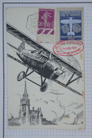 BB12 FRANCE BELLE CARTE 1932 MEETING AVIATION AUXERRE  JOIGNY++SEMEUSE TAB  ++VIGNETTE  ++ AFFRANC.INTERESSANT - 1927-1959 Briefe & Dokumente