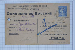 BB12 FRANCE BELLE CARTE  LETTRE CURIOSITé RARE 1932 CONCOURT DE BALLONS QUI ATERRI A EISSCBACH GERMANY+ AFFRANC.MIXTE++ - 1927-1959 Brieven & Documenten