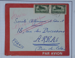 BB12 MAROC BELLE LETTRE  1932 PAR AVION RABAT A ARRAS FRANCE+PAIRE DE TP+ AFFRANC. INTERESSANT - Aéreo