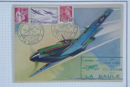 BB12 FRANCE BELLE CARTE   1947 IER GALOP ESSAI LA BAULE A NANTES++ AFFRANC. PLAISANT - 1927-1959 Covers & Documents