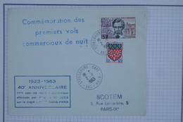 BB12 FRANCE BELLE LETTRE  1963 COMM. IER VOLS  STRASBOURG A PARIS +AFFRANCH. PLAISANT - 1960-.... Covers & Documents
