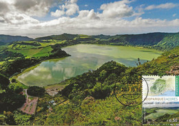 CARTE MAXIMUM - CARTOLINA MAXIMA - MAXIMUM CARD - PORTUGAL (AÇORES) - FURNAS VOLCAN CHAUDIÈRE -ÎLE DE S. MIGUEL - Islands