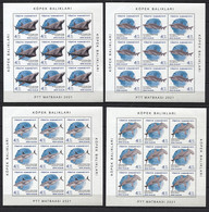 165 TURQUIE 2021 - Y&T 4076/79 En Feuille De 9 Series - Requin Poisson - Neuf ** (MNH) Sans Charniere - Unused Stamps