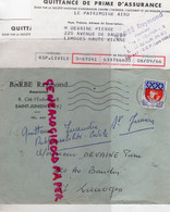 87 - ST SAINT JUNIEN - ASSURANCES LE PATRIMOINE RAYMOND BARBE- 8 CITE DE L' ESCHOLIER -1966-  PIERRE DEVAINE LIMOGES - Banco & Caja De Ahorros