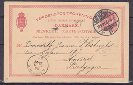 Danemark - Carte Postale De 1901 - Entier Postal -  Oblit Kjobenhavn - Exp Vers Anvers - - Cartas & Documentos