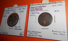 Lot De 2 Monnaies Brunswick-Wolfenbuttel 1/12 Thaler1789 Billion Et 1 Pfenning Cuivre 1819 - Taler & Doppeltaler