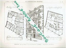 PLAN DESSIN 1899 PARIS 6° RUE DU FOUR ET RUE DES CISEAUX ARCHITECTE PINAT - Parijs