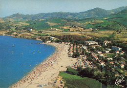 66 Argeles Sur Mer Vue Aerienne Plage Du Racou Au Fond Les Alberes CPM Cachet 1987 - Argeles Sur Mer