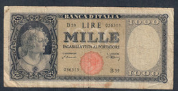 1000 LIRE ITALIA TESTINA 20 03 1947 NON TRATTATA MB LOTTO 1608 - 1000 Lire