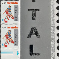 Rwanda 1990 COB 1376. Curiosité De Surcharge. Coupe Du Monde De Foot En Italie. Joueurs Fantômes équipe De France - 1990 – Italie