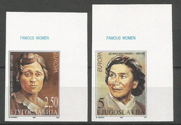 Yugoslavia ERROR Mi.2777/78 Complete Set IMPERFORATED MNH / ** 1996 Europa - Ongetande, Proeven & Plaatfouten