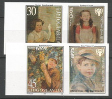 Yugoslavia ERROR Mi.3042/43 Complete Set IMPERFORATED With LABELS ** / MNH 2001 Europa Hang-on Issues Children Painting - Imperforates, Proofs & Errors