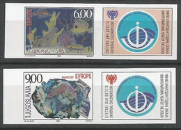 Yugoslavia ERROR Mi.2878/79 Complete Set IMPERFORATED With LABELS ** / MNH 1998 Europa Hang-on Issues Children Painting - Imperforates, Proofs & Errors