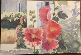 CPM Illustrateur, Aquarelle Signée B. Boraud, Roses Trémières (A 520 éd Rupella) - Paintings